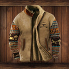 veste femme col montant doublée motif western en marron