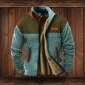 veste femme col montant doublée motif western en bleu