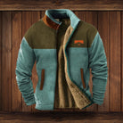 veste femme col montant doublée motif western en bleu