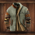 veste femme col montant doublée motif western en gris