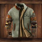 veste femme col montant doublée motif western en gris