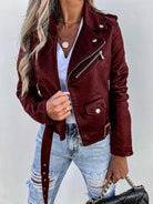veste femme coupe ajustée zippée en rouge