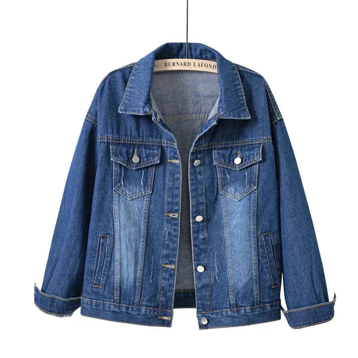 veste femme coupe droite col chemise en bleu marine