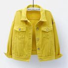 veste femme coupe droite col chemise en jaune