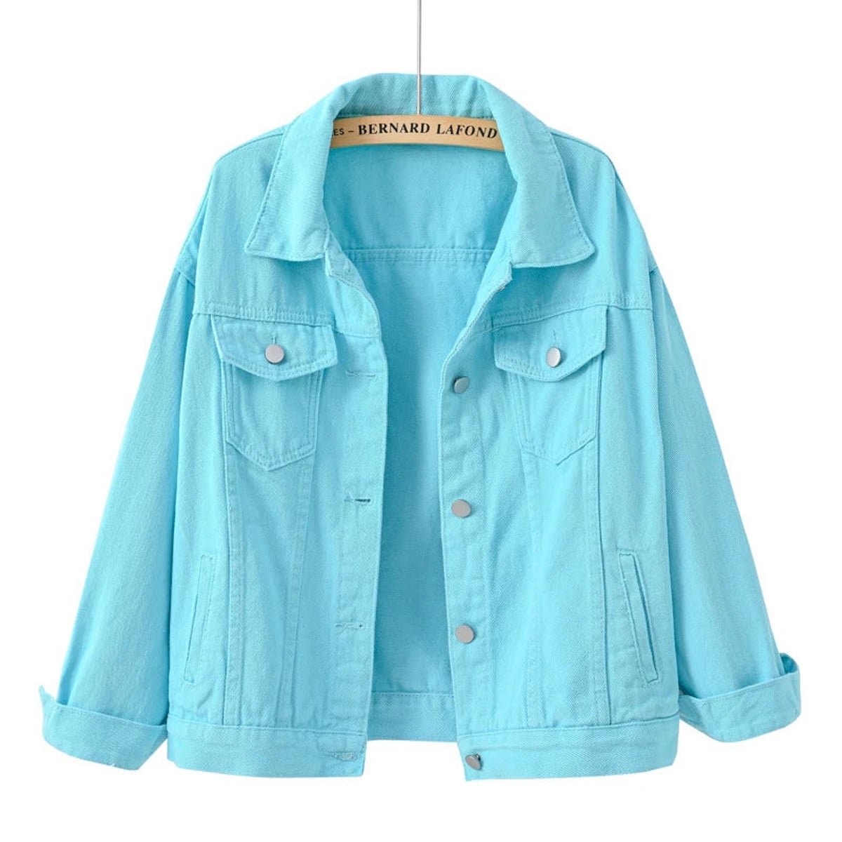 veste femme coupe droite col chemise en bleu clair