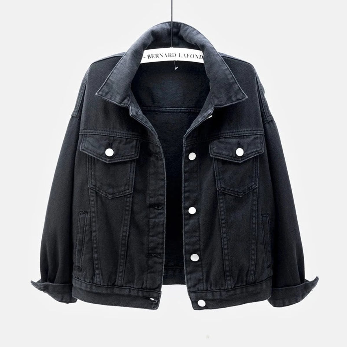veste femme coupe droite col chemise en noir