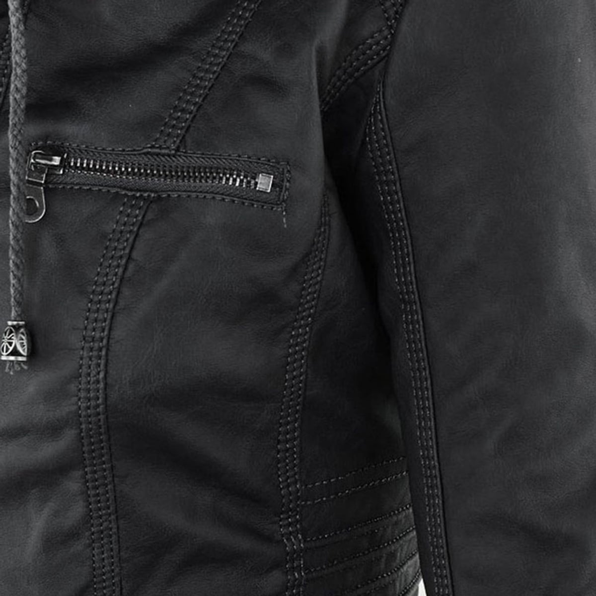 veste femme courte à capuche zippée en noir