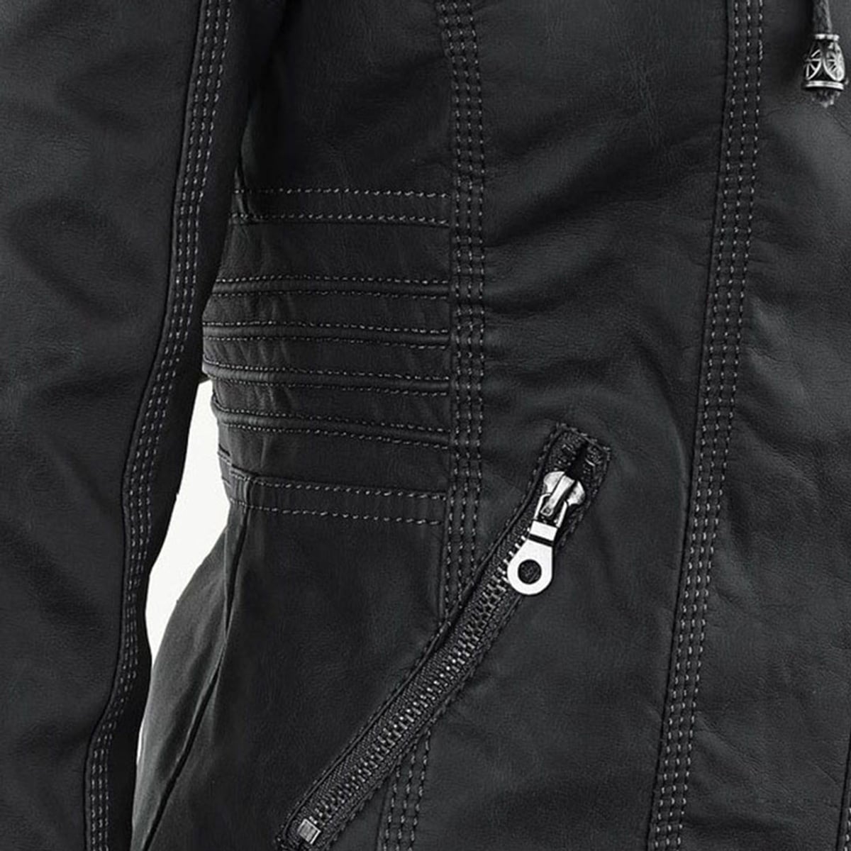 veste femme courte à capuche zippée en noir