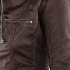 veste femme courte à capuche zippée en marron