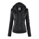 veste femme courte à capuche zippée en noir