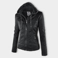 veste femme courte à capuche zippée en noir