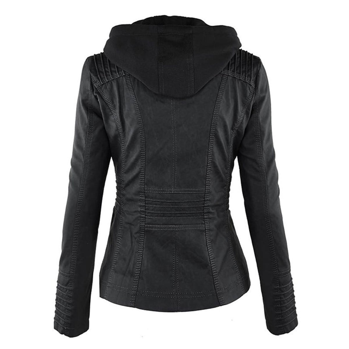 veste femme courte à capuche zippée en noir