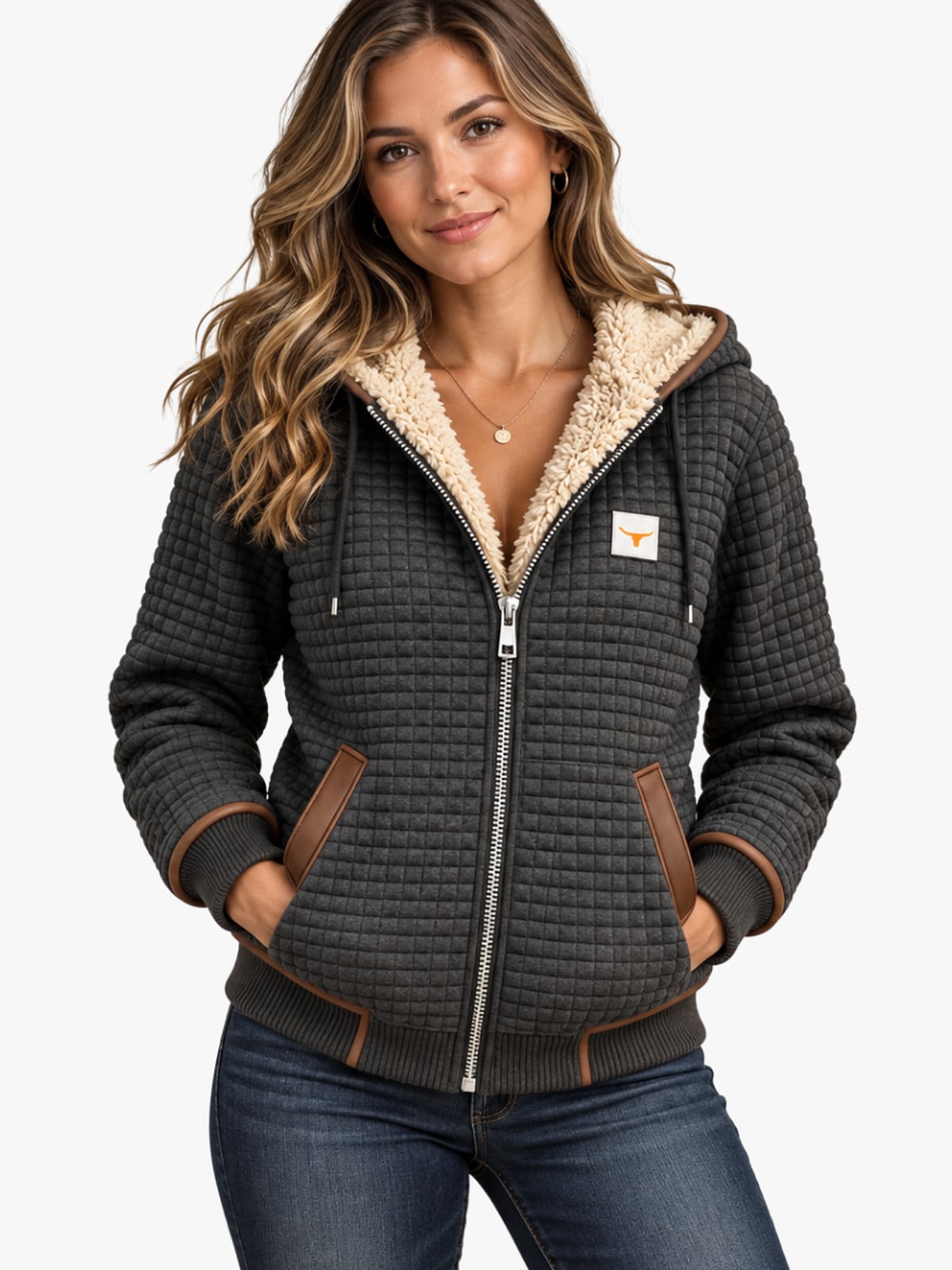 veste femme matelassée à capuche zippée