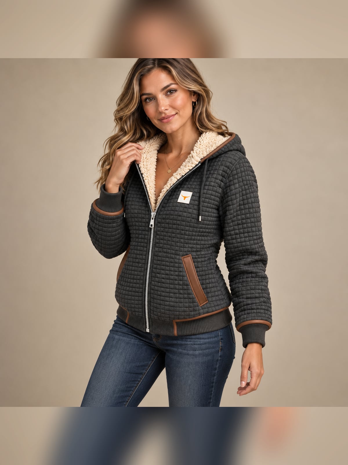 veste femme matelassée à capuche zippée