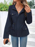 veste femme mi-saison taille ajustable en bleu marine