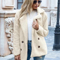 veste femme oversize col à revers double boutonnage en beige