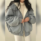 veste femme réversible col montant bleu