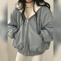 veste femme réversible col montant bleu