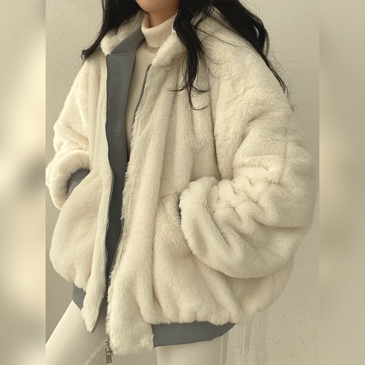 veste femme réversible col montant