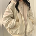 veste femme réversible col montant beige