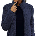 veste femme teddy col montant zippée en bleu marine