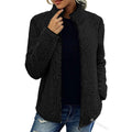 veste femme teddy col montant zippée en noir