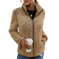 veste femme teddy col montant zippée en kaki
