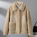 veste femme teddy oversize col rabattu en kaki