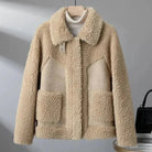 veste femme teddy oversize col rabattu en kaki