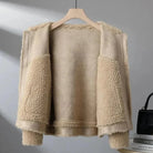veste femme teddy oversize col rabattu en kaki