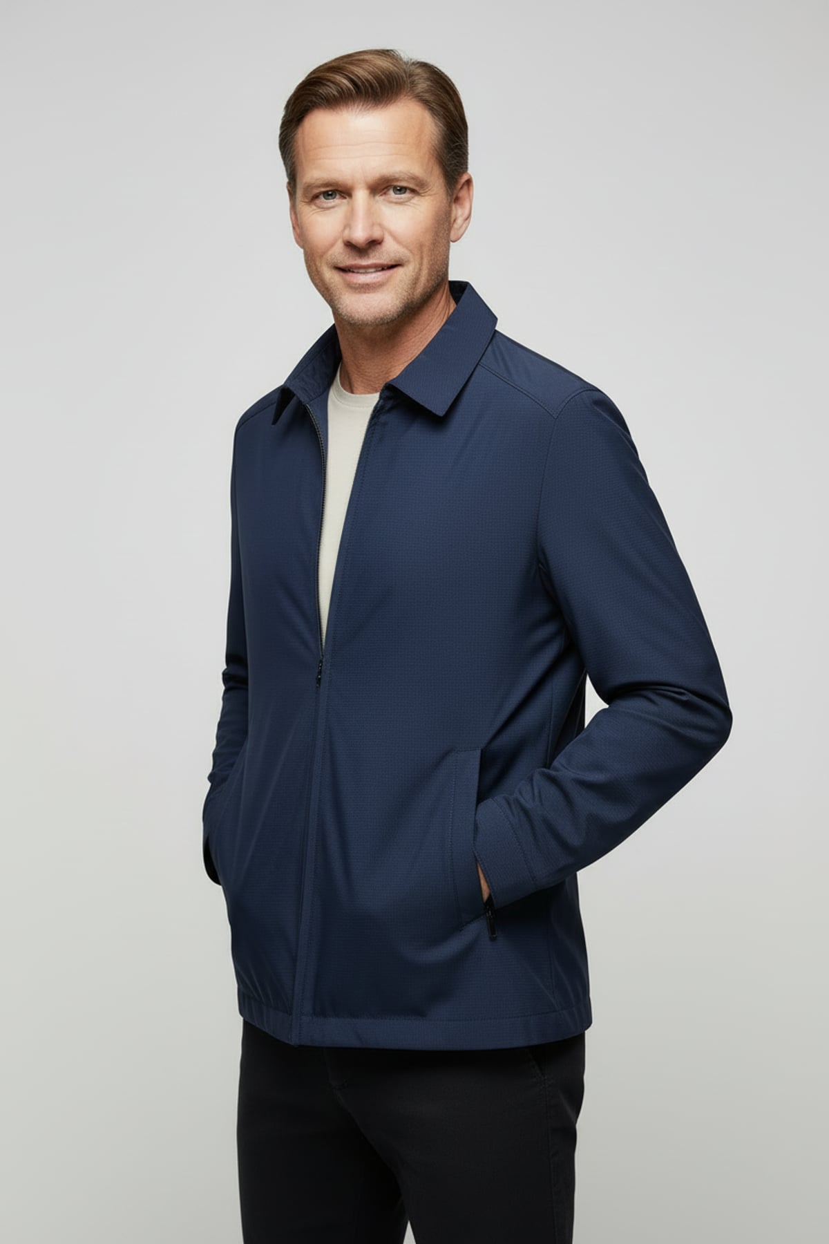 veste harrington homme col rabattu zippée