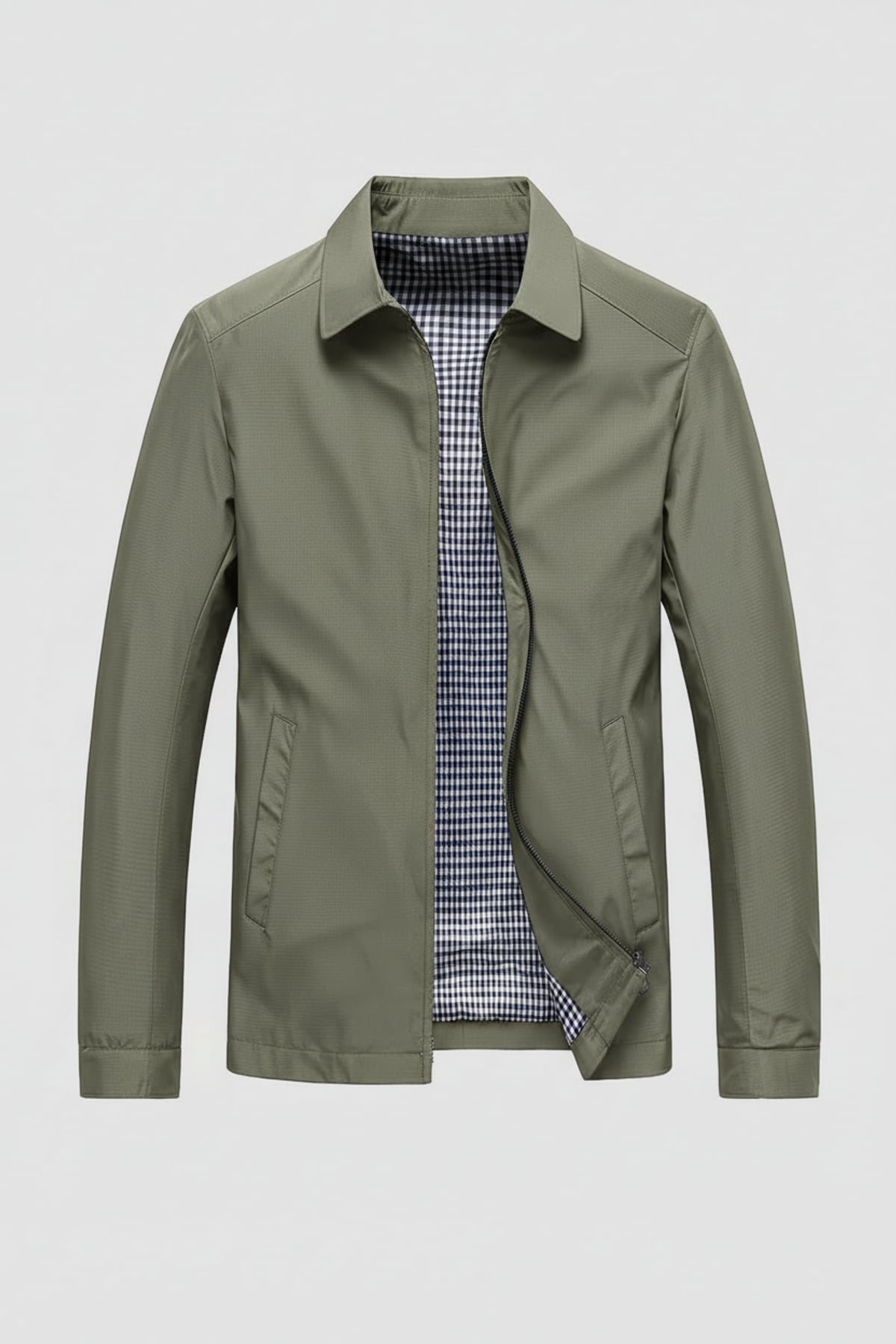 veste harrington homme col rabattu zippée en olive