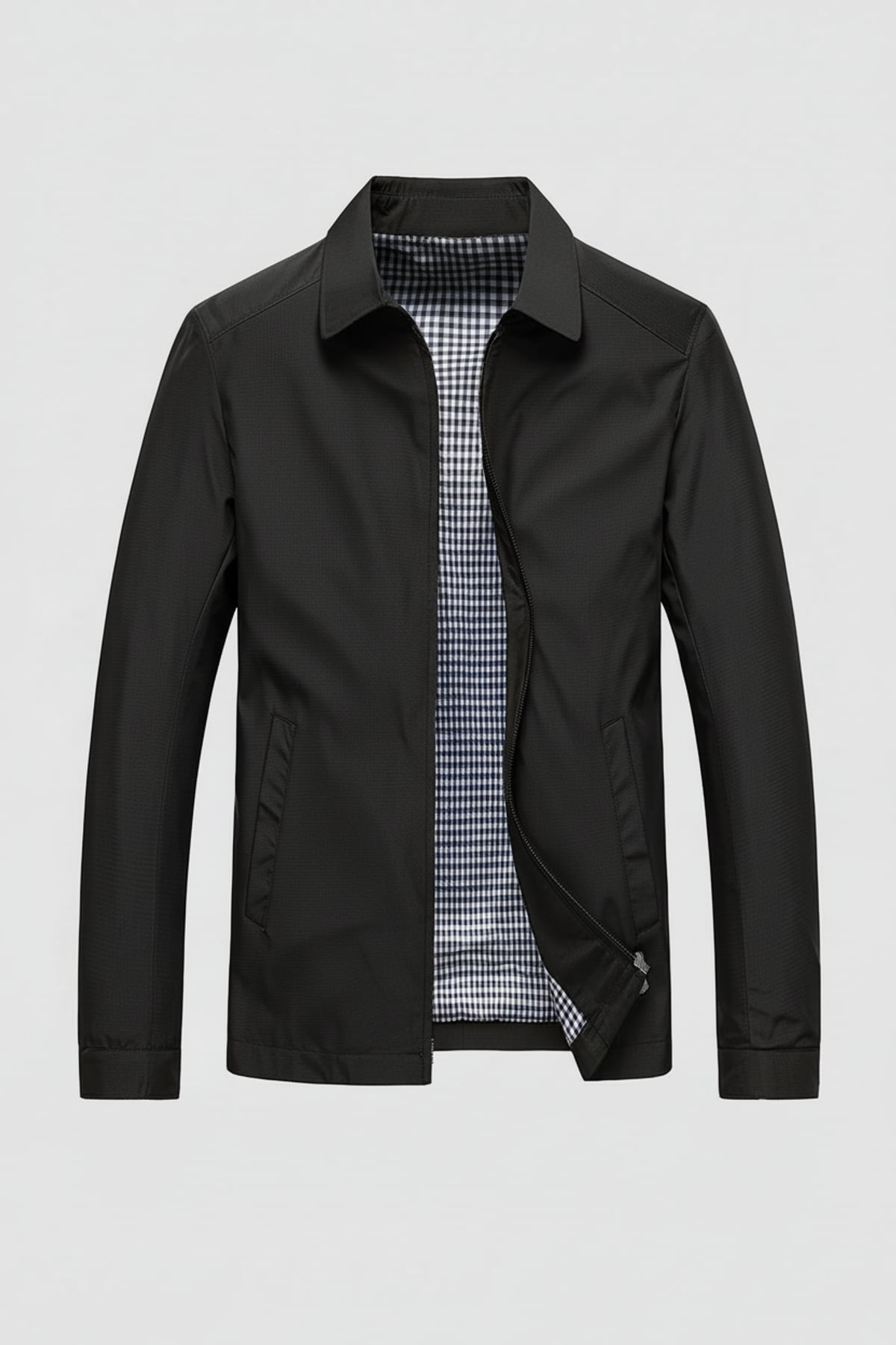 veste harrington homme col rabattu zippée en noir