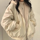 veste hiver femme oversize doublée fourrure en beige