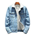 veste hiver homme doublée col revers en bleu clair