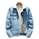 veste hiver homme doublée col revers en bleu clair