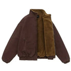 veste hiver homme oversize col montant zippée en rouge