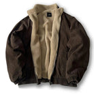 veste hiver homme oversize col montant zippée en marron