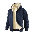 veste hiver homme zippée à capuche en bleu marine