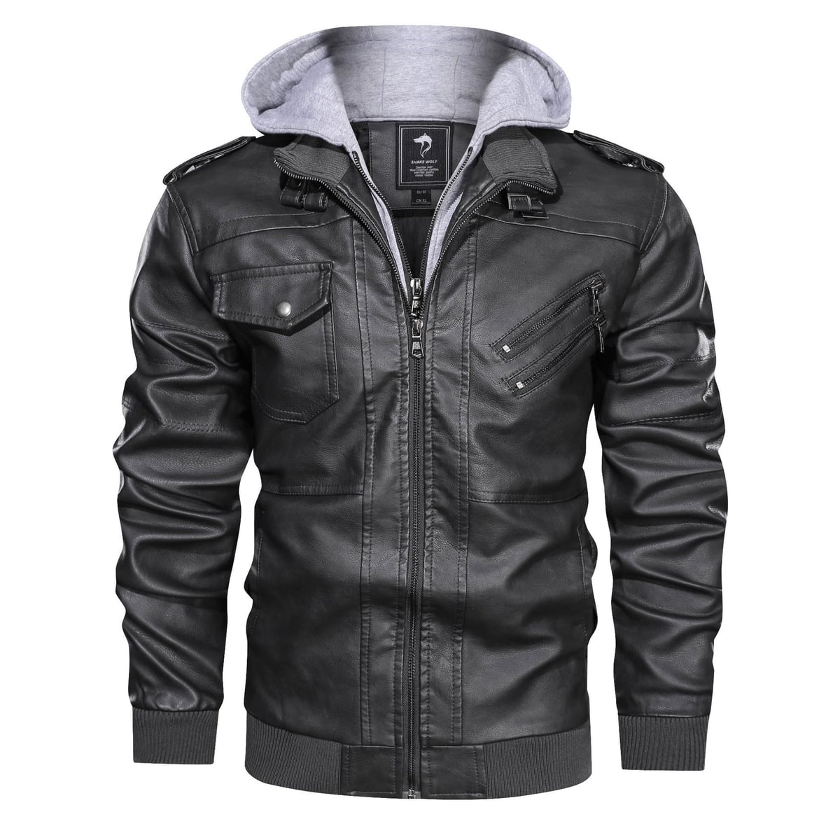 veste homme à capuche amovible en gris