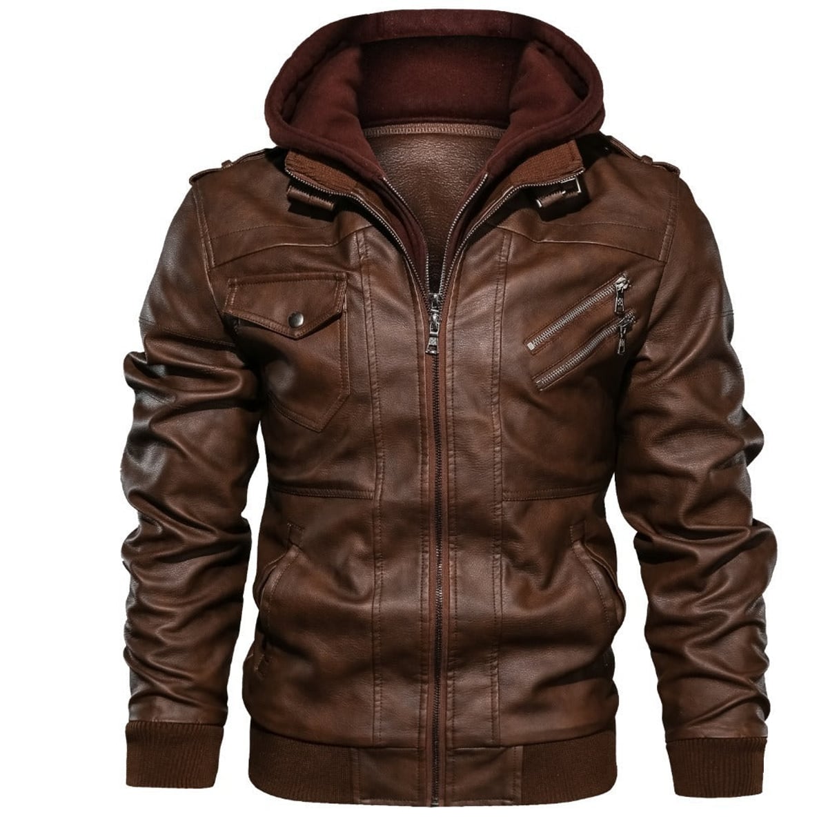 veste homme à capuche amovible en rouge