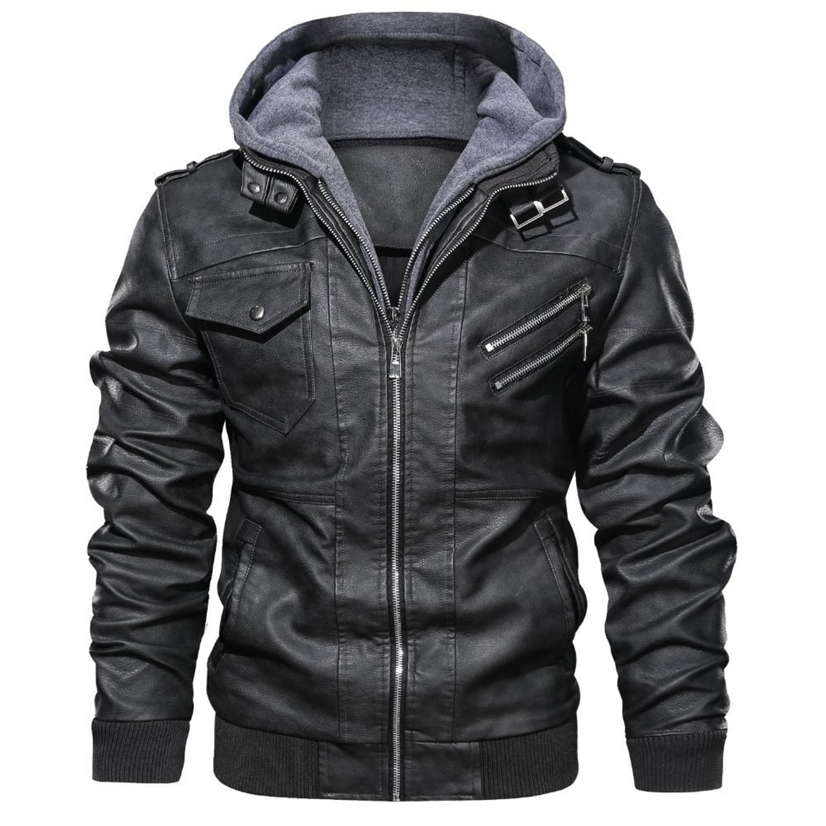 veste homme à capuche amovible en noir