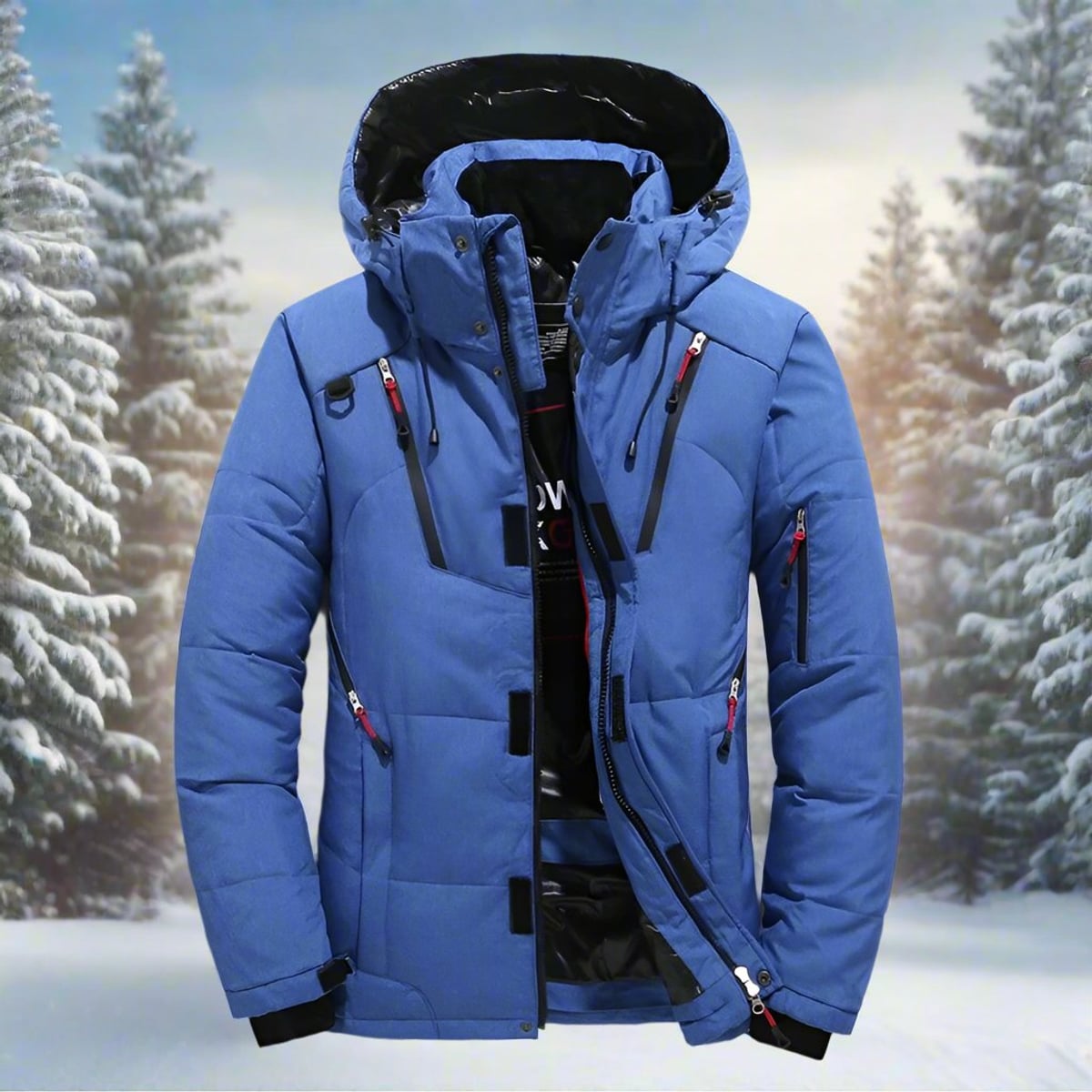 veste homme à capuche multi-poches bleu