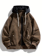 veste homme à capuche oversize zippée en café