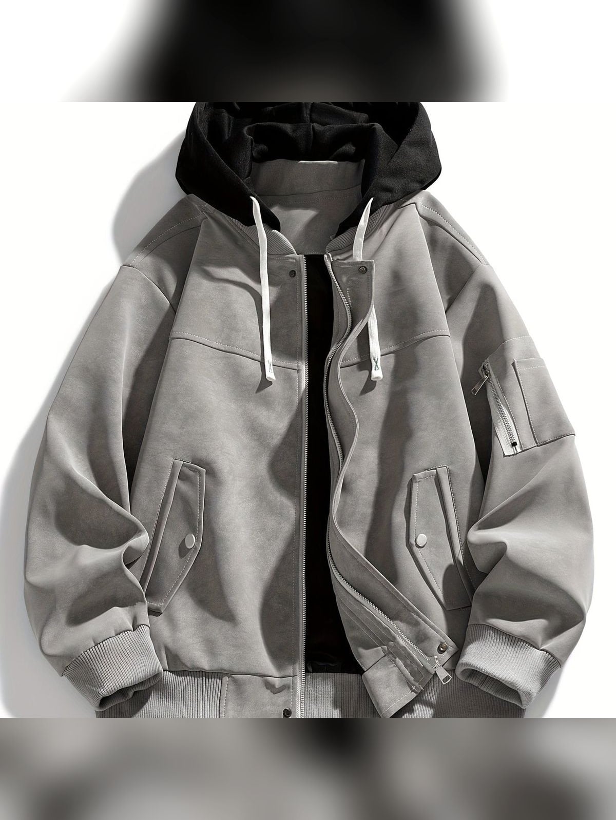 veste homme à capuche oversize zippée en gris
