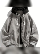 veste homme à capuche oversize zippée en gris