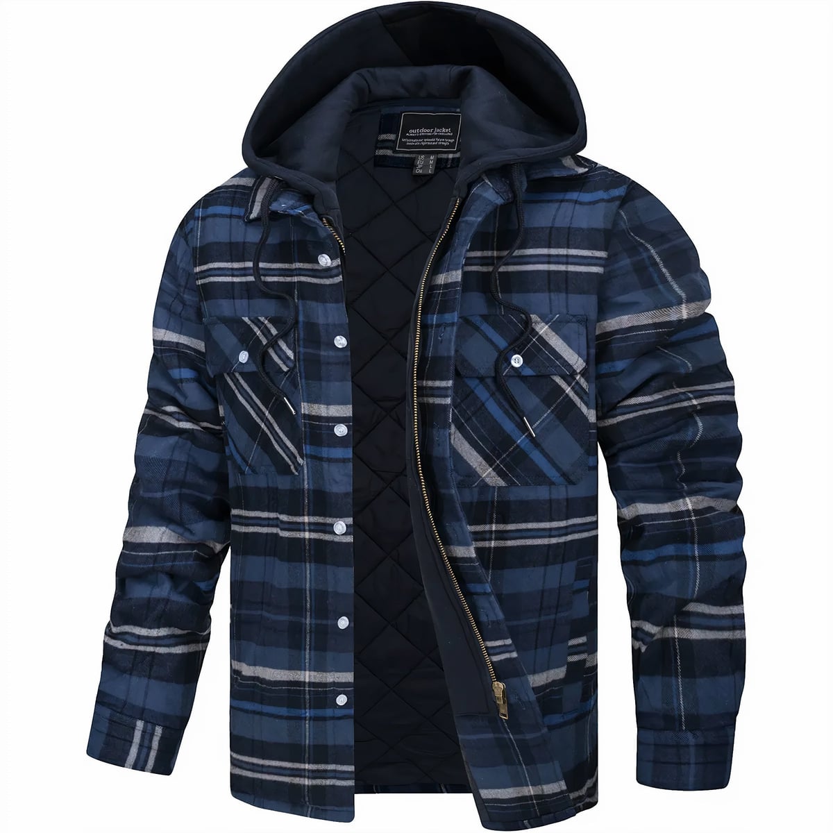 veste homme à carreaux coupe droite en marine