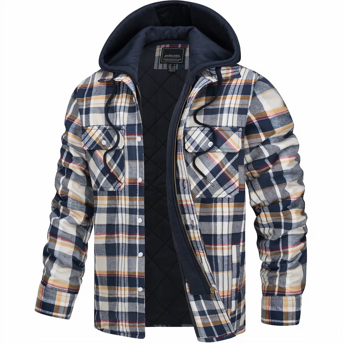 veste homme à carreaux coupe droite en jaune