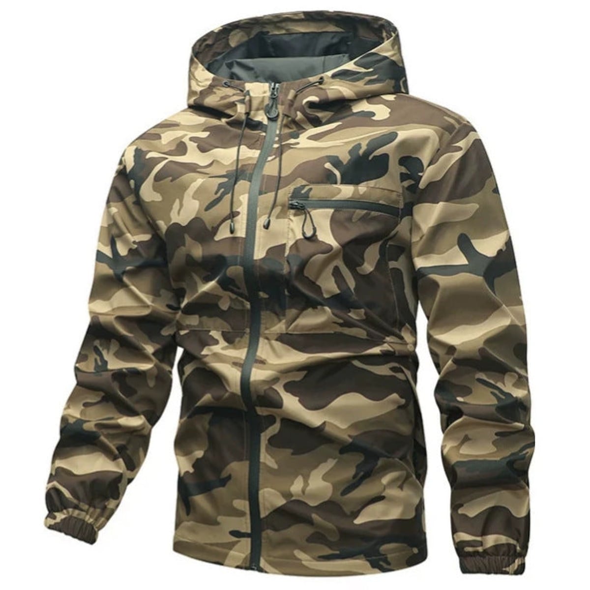 veste homme camouflage à capuche vert olive