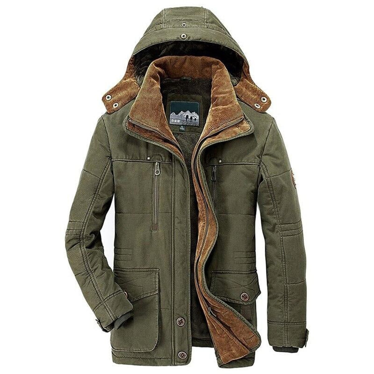 veste homme capuche amovible coupe droite vert